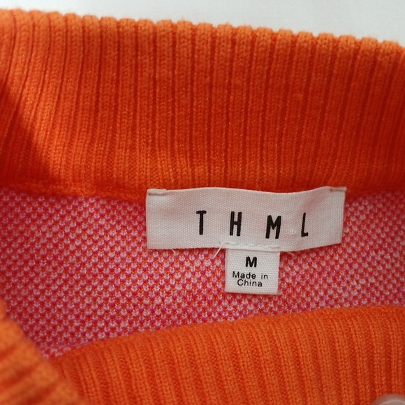 THML Ladies Asymmetrical Stripe Pattern Crew Neck Sweater. Size M - Picture 9 of 10